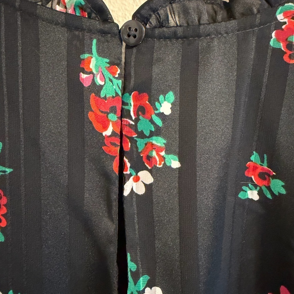 Cat & Jack Black Floral Babydoll Tiered Dress Girls XL (14) Puff Sleeve Boho - Picture 4 of 6